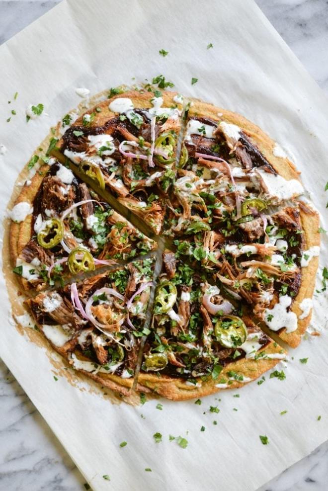 BBQ Pork Plantain Pizza