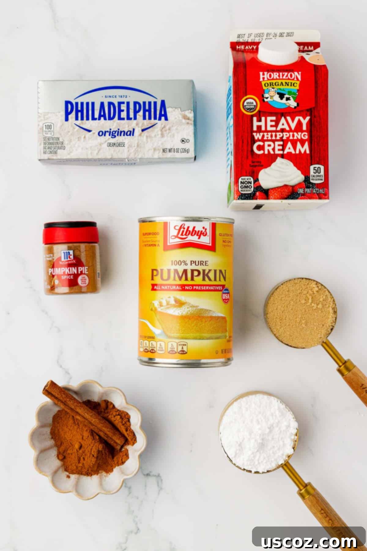 Pumpkin Cheesecake Dip 4 cream cheese, heavy cream, pumpkin puree, brown sugar, pumpkin pie spice, powdered sugar, and cinnamon
