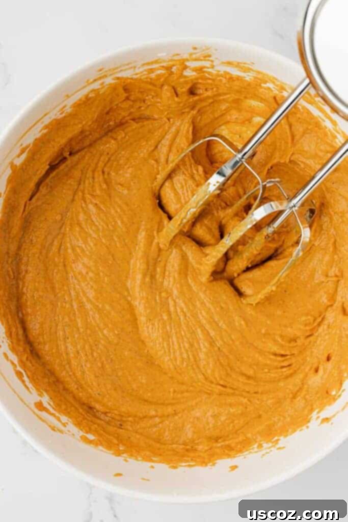 Pumpkin Cheesecake Dip 7 mixing the cream cheese together with the pumpkin