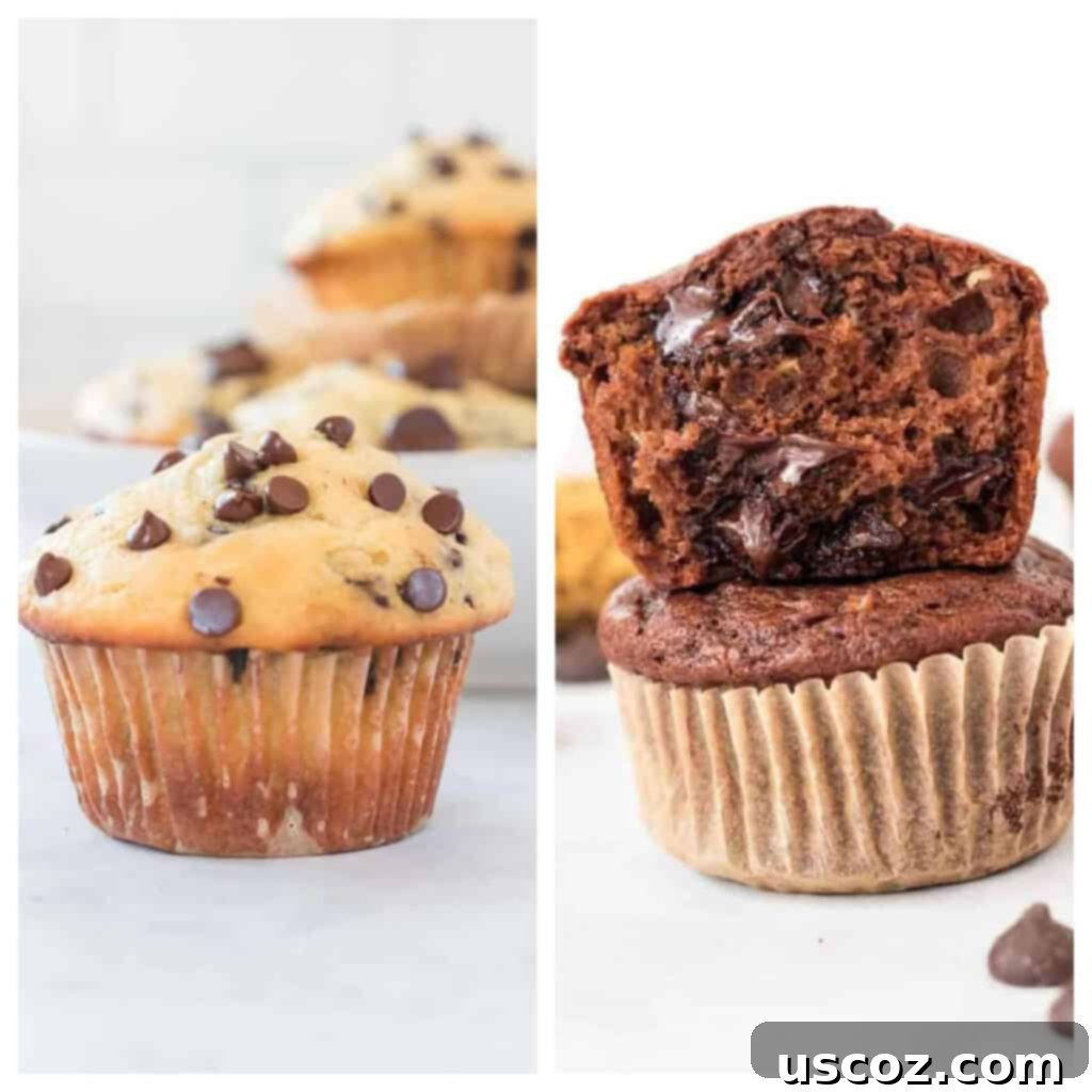 75 Delicious Vegetarian Meals 19 collage image showing greek yogurt muffins and healthy chocolate muffins