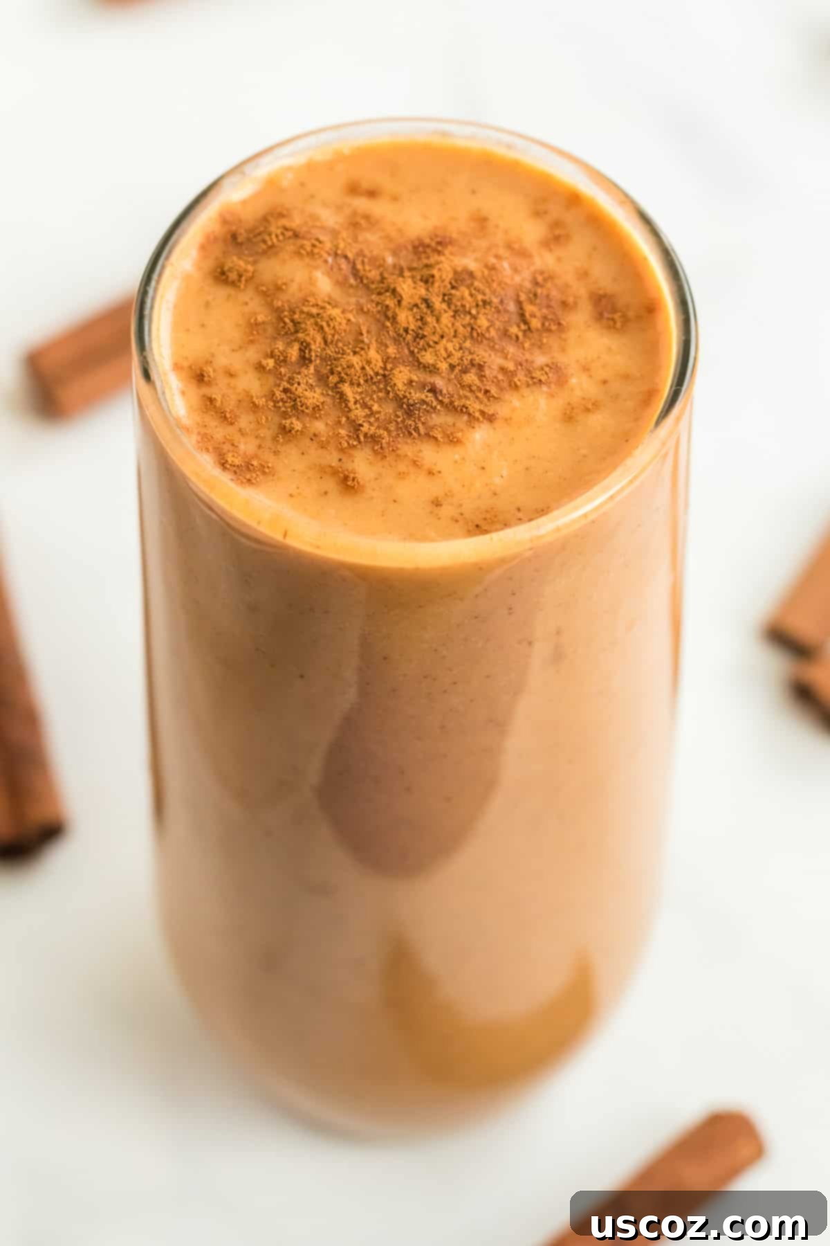 sweet potato smoothie topped with cinnamon