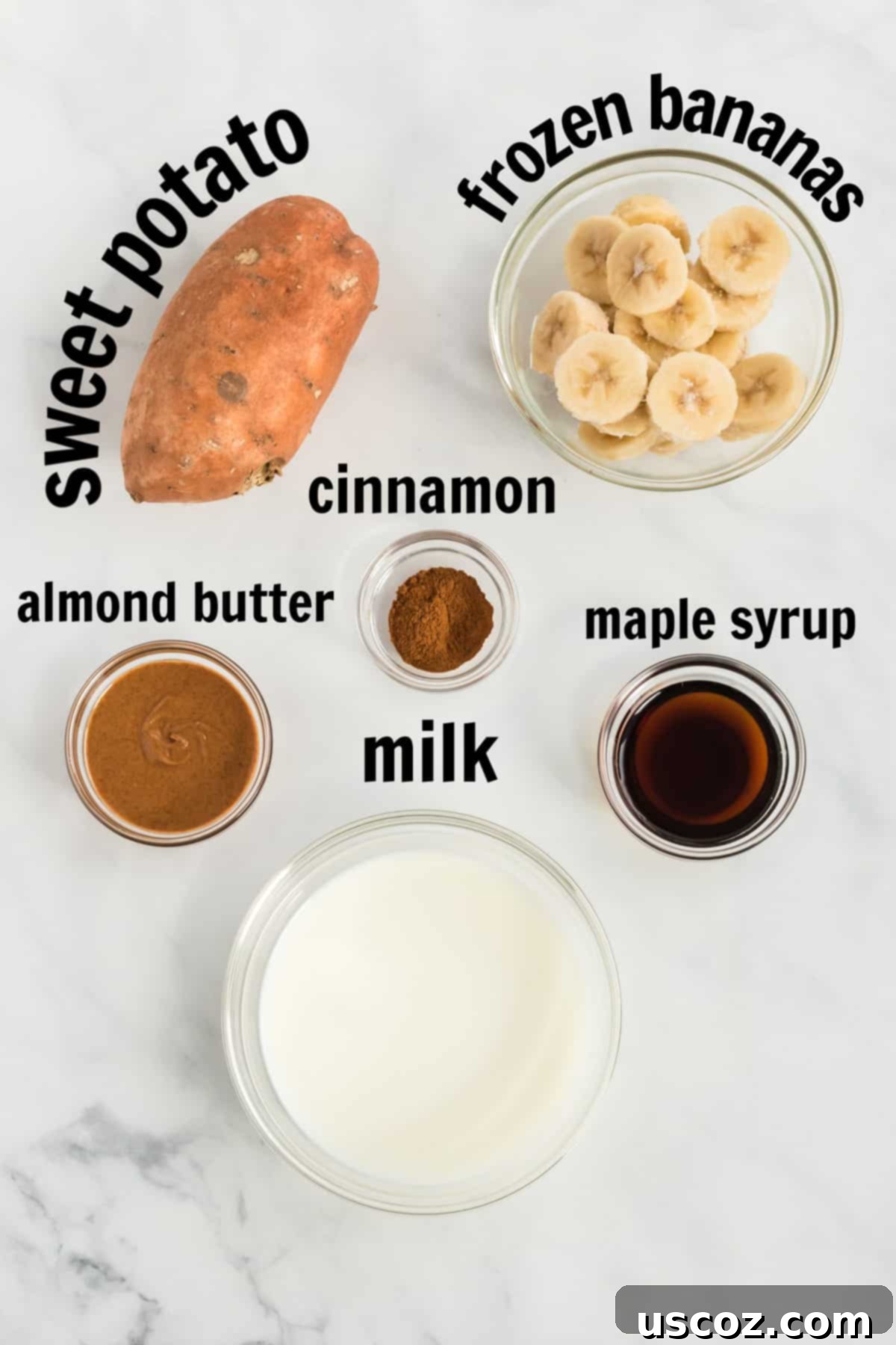 ingredients needed to make a sweet potato smoothie