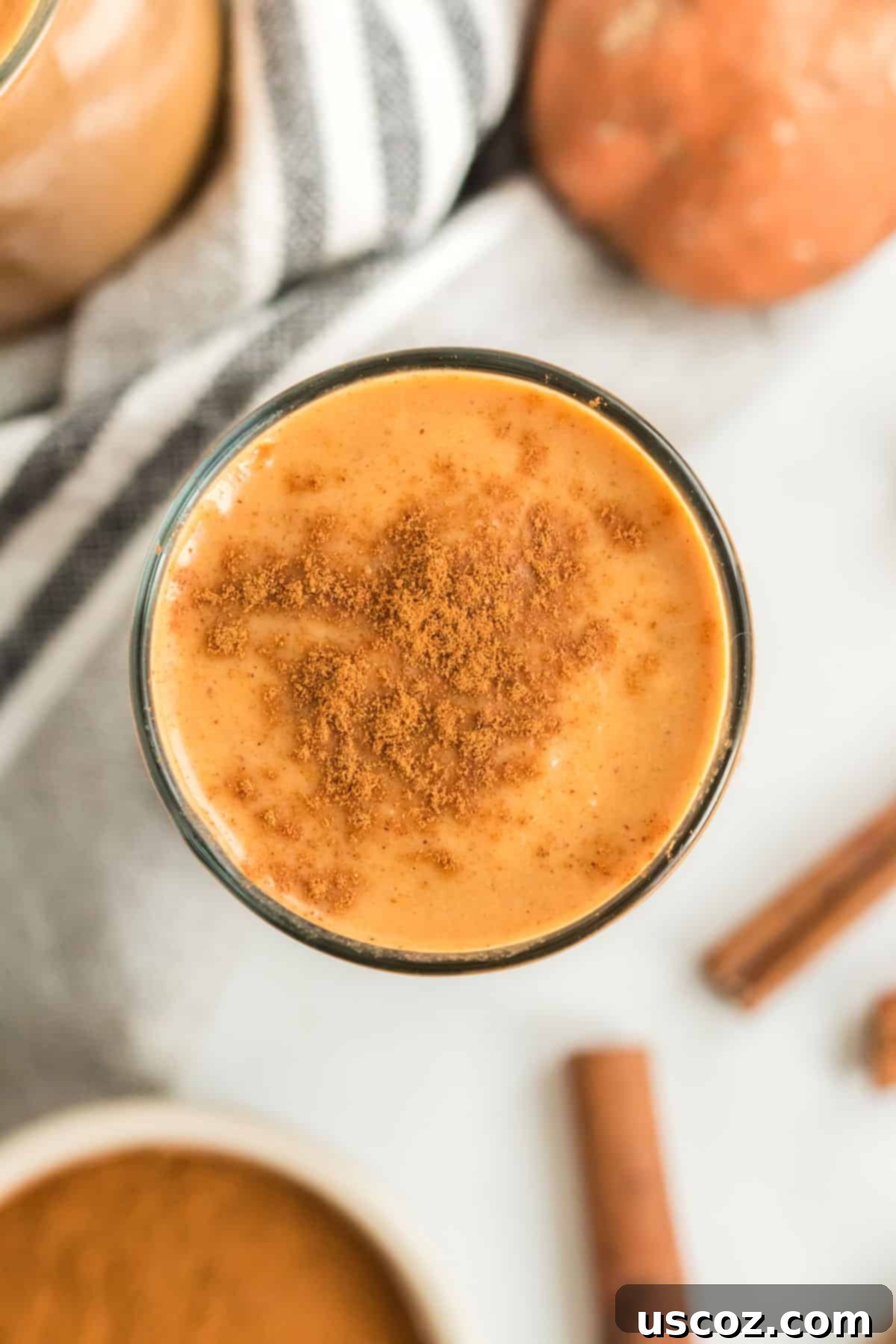 sweet potato smoothie topped with cinnamon
