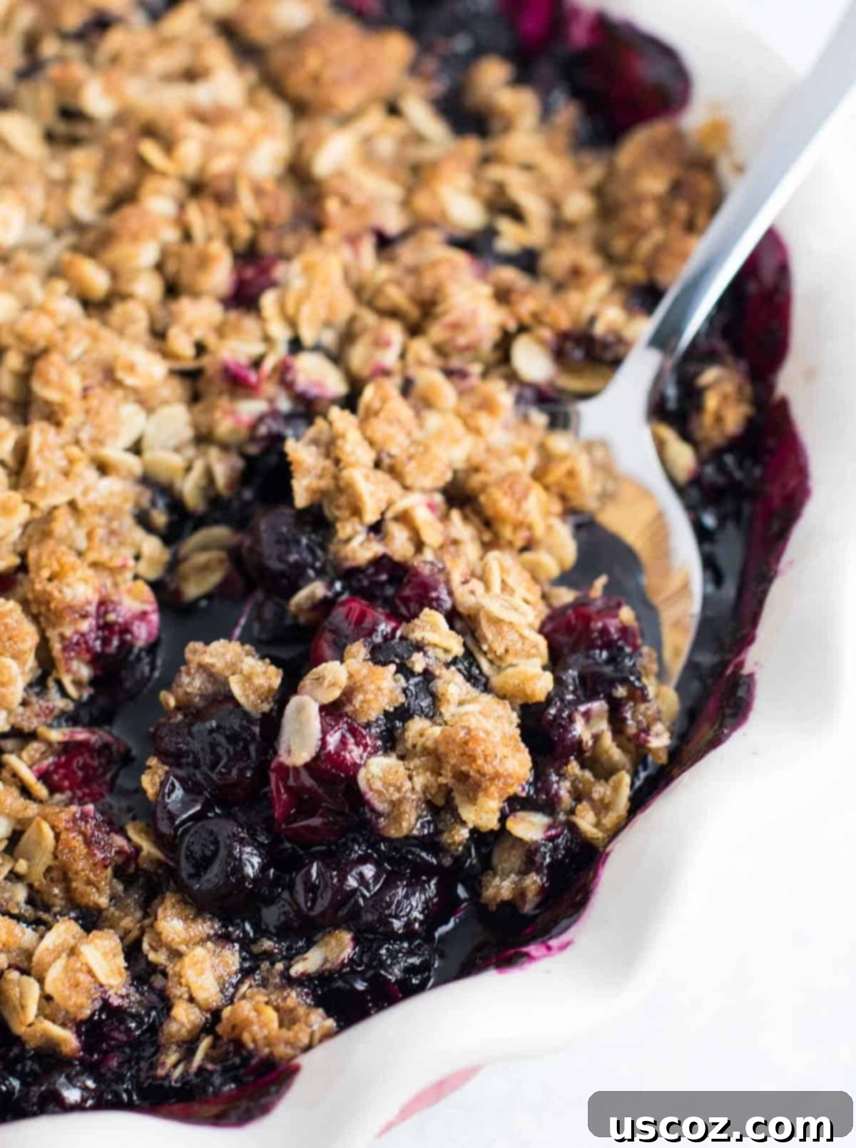 36 Delicious Vegetarian Thanksgiving Dishes 37 Cranberry blueberry crisp baking in a pie dish, with a golden-brown topping
