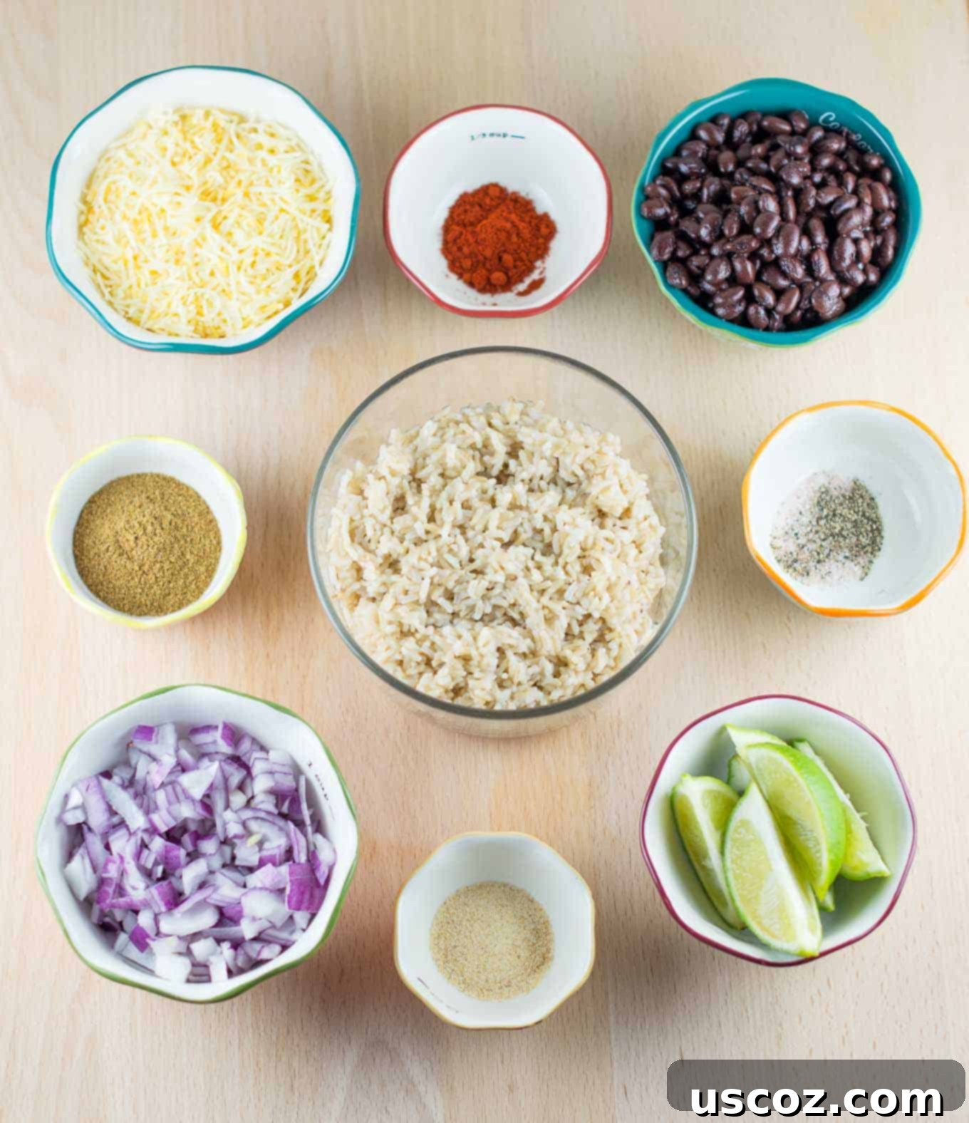 Two easy vegetarian crockpot stuffed peppers cooking in a slow cooker