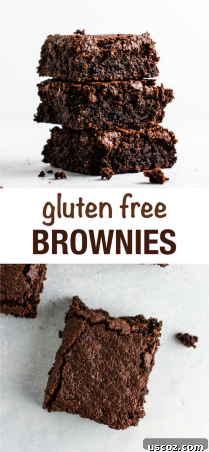 Pinterest graphic for easy gluten-free dairy-free brownies made with oat flour and coconut flour.