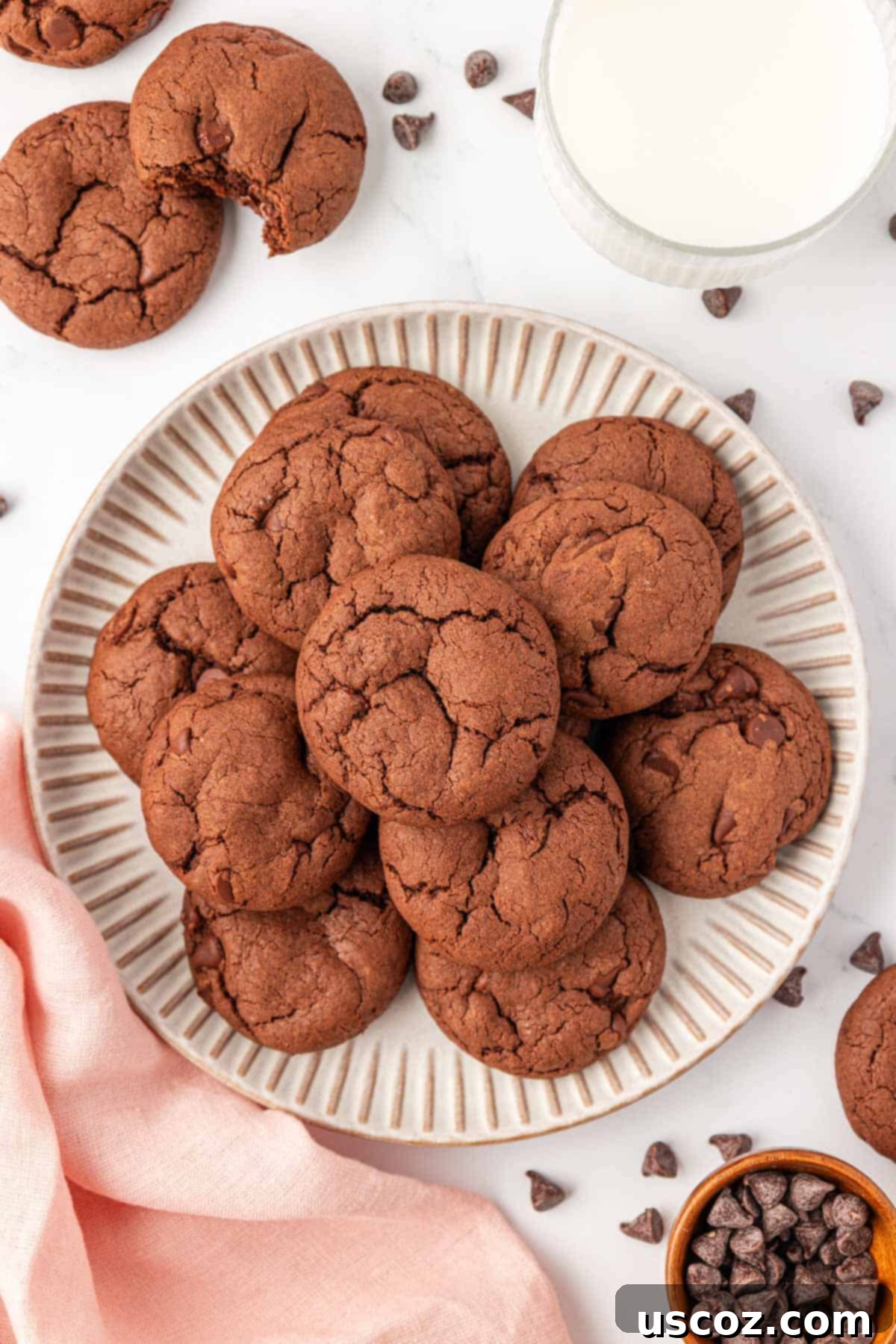 Decadent Chocolate Cake Mix Cookies 14 a platter of perfectly baked chocolate cake mix cookies