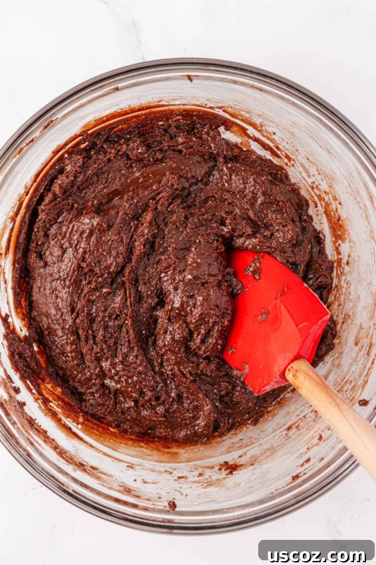 Decadent Chocolate Cake Mix Cookies 6 chocolate cookie batter after being mixed, showing a smooth and cohesive consistency