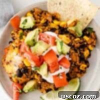 Wholesome Quinoa Enchilada Bake 13 Mexican quinoa casserole topped with sour cream, tomatoes, and avocados – a perfect healthy dinner.