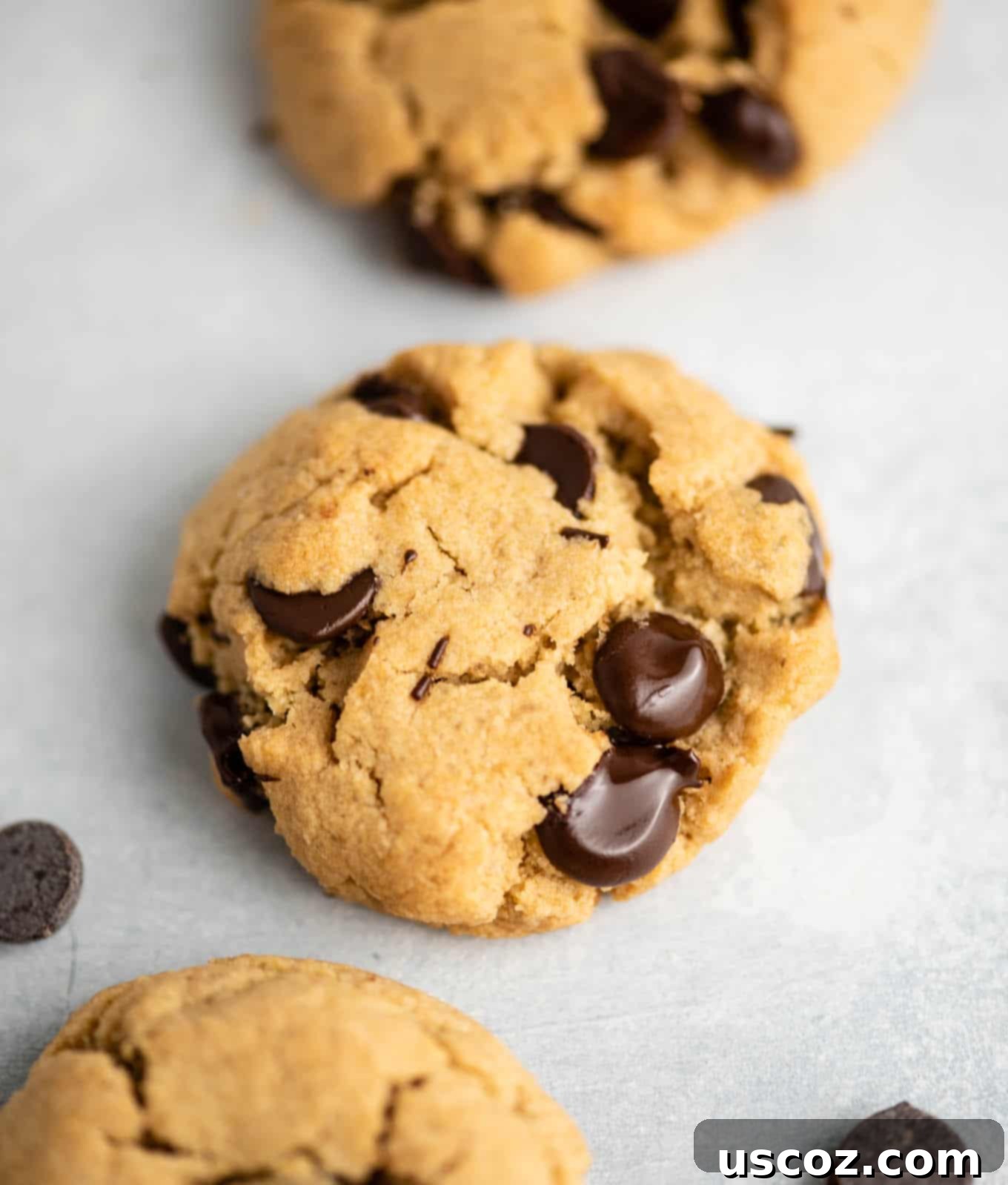 vegan gluten free chocolate chip cookies with a glass of milk