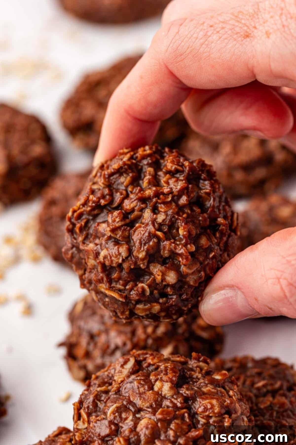 Wholesome No Bake Delights 15 Healthy no-bake cookies chilling on a baking sheet in the refrigerator