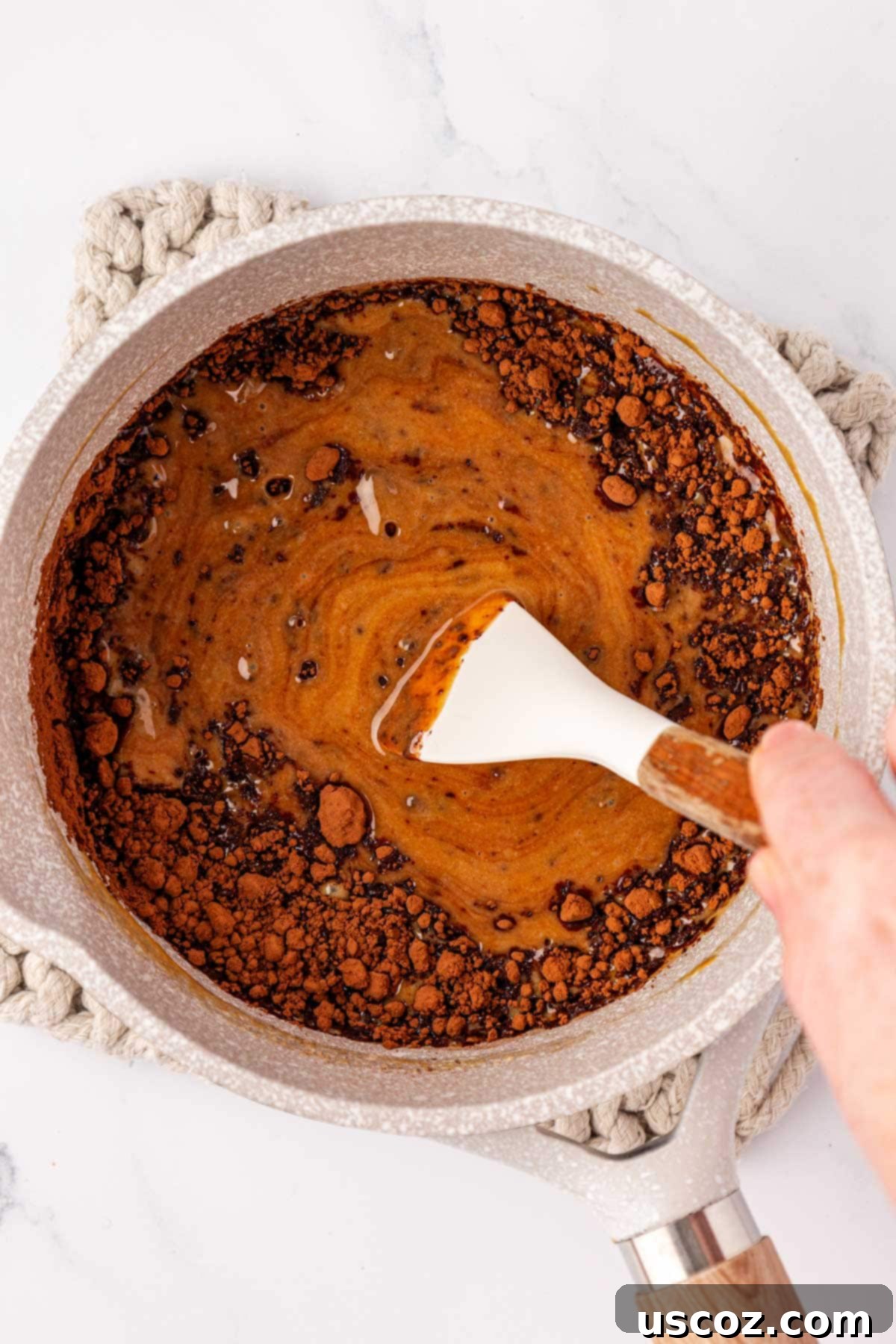Wholesome No Bake Delights 8 Stirring raw cacao powder and vanilla extract into the peanut butter mixture until smooth