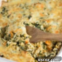 Sweet Potato Brown Rice Casserole made with greek yogurt, mushrooms, spinach, mozzarella, parmesan, and cheddar cheese - a hearty vegetarian comfort food recipe. No cream of anything soup! #casserole #vegetarian #sweetpotatobrownricecasserole #brownrice