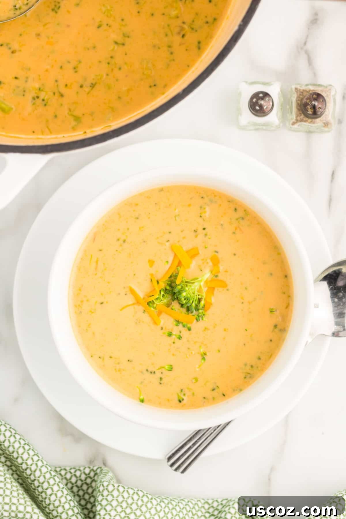 Velvety Broccoli Cheddar Soup 10 broccoli cheese panera soup in a bowl