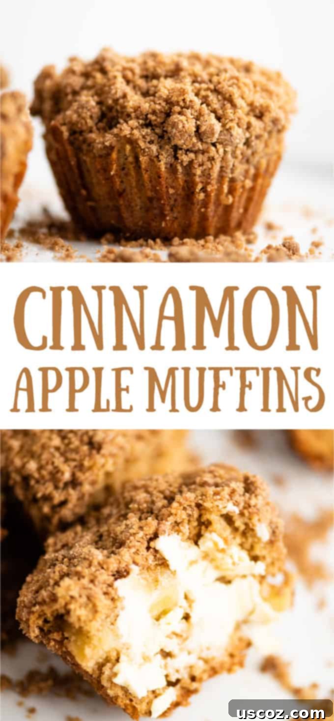 Warm Cinnamon Apple Muffins 7 Image with text "Cinnamon Apple Muffins" prominently displayed, enticing viewers to try the recipe