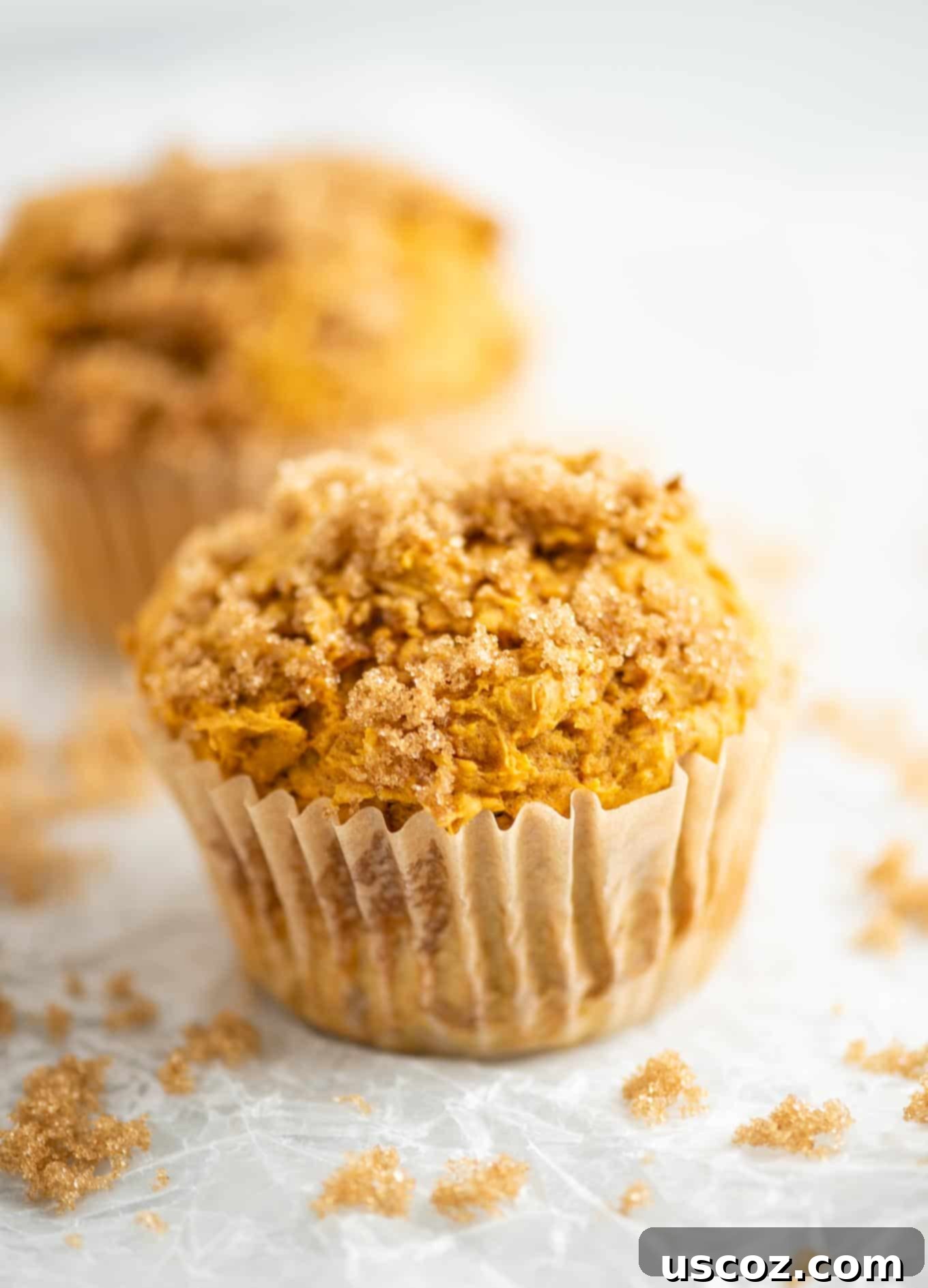 Effortless Cake Mix Pumpkin Muffins 16 a delightful cake mix pumpkin muffin with a crunchy brown sugar topping, ready to be enjoyed