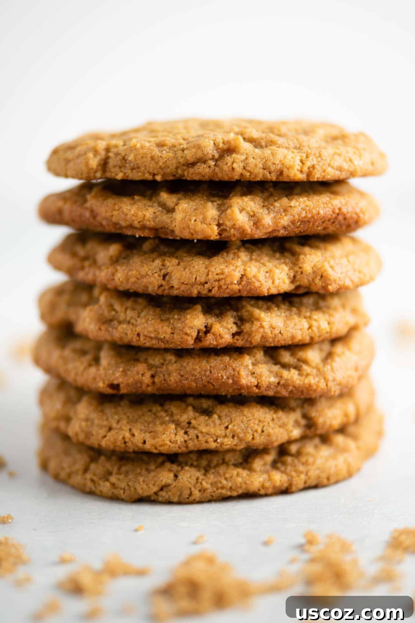a stack of peanut butter cookies