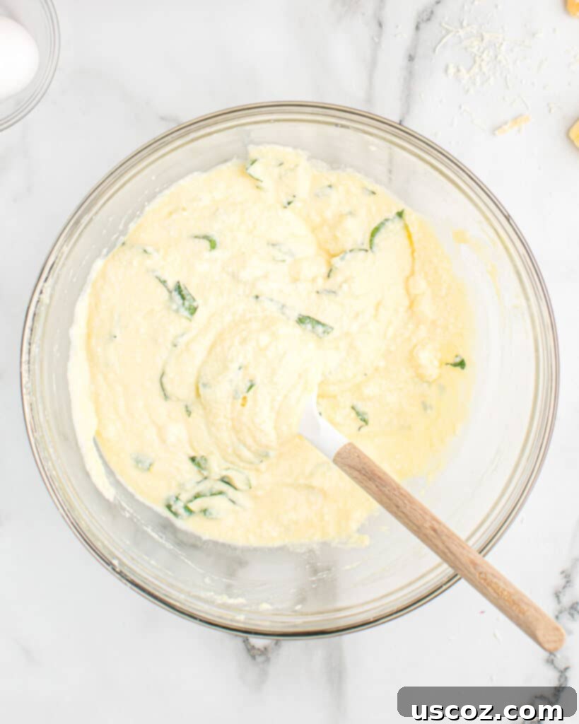 ricotta filling mixed together in a bowl
