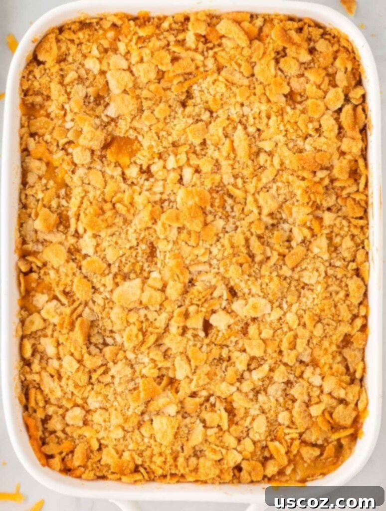 Crispy Ritz Broccoli Bake 12 broccoli casserole topped with cheddar cheese and crushed ritz crackers