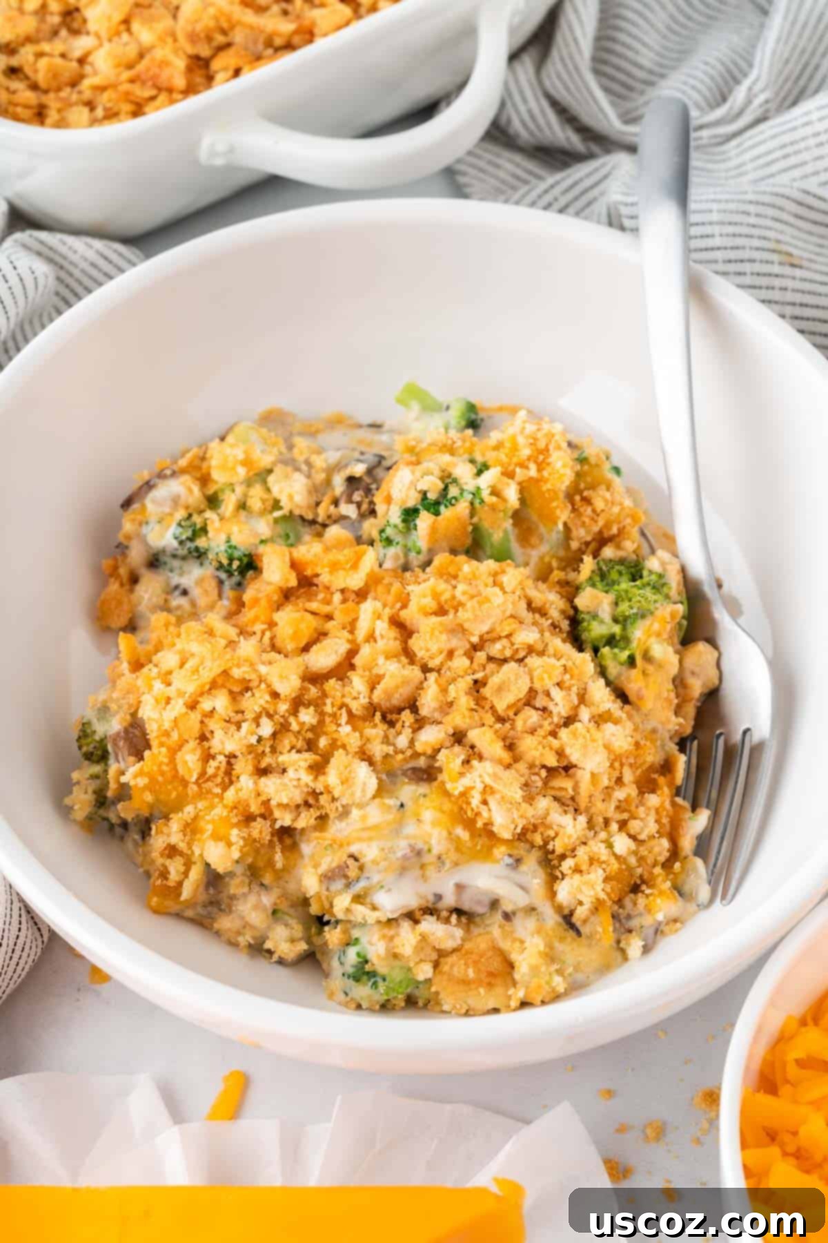 Crispy Ritz Broccoli Bake 14 broccoli casserole in a bowl