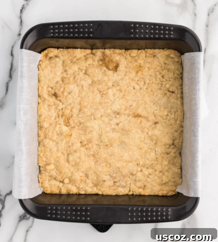 Decadent Pecan Pie Bars 6 shortbread crust pressed into an 8x8 baking dish