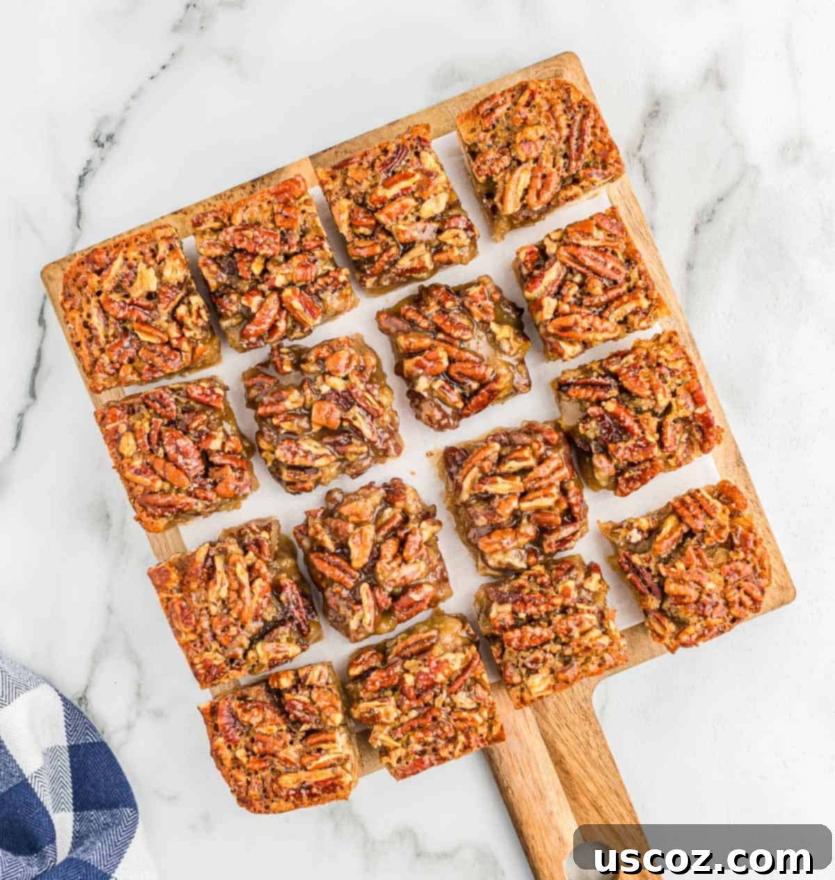 Decadent Pecan Pie Bars 9 easy pecan pie bars cut into neat squares