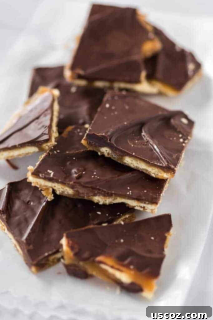 Christmas Cracker Toffee Recipe 19 stacked saltine candy without toppings