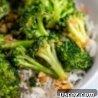 Easy Broccoli Stir Fry 15 broccoli stir fry over rice in a white bowl