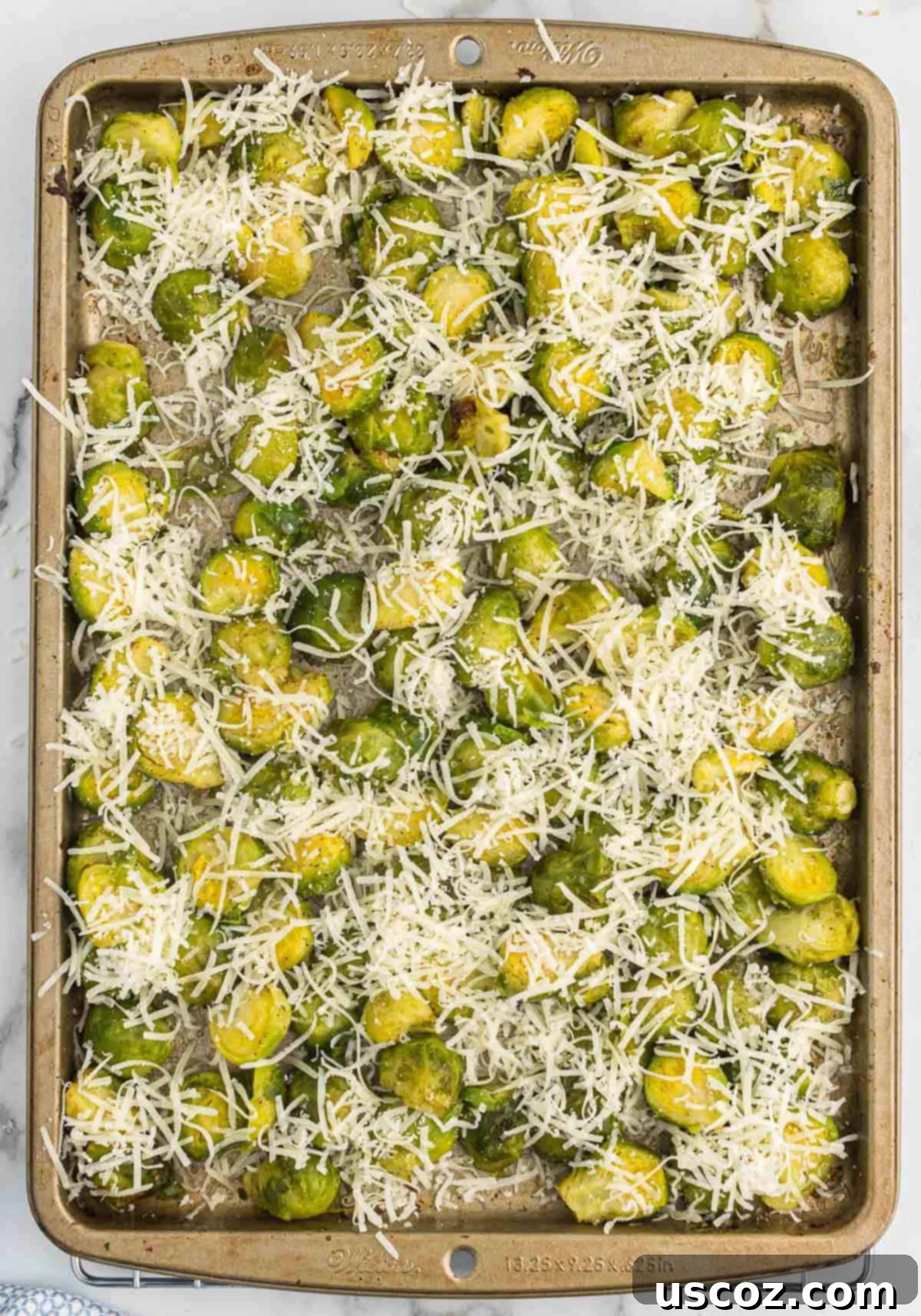 Crispy Roasted Frozen Brussels Sprouts 8 brussel sprouts topped with parmesan cheese