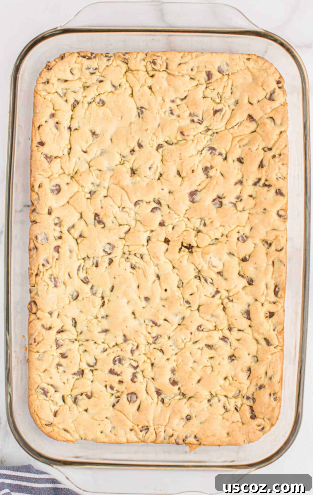 Cake Mix Cookie Squares 11 freshly baked cake mix cookie bars in a 9x13 baking dish
