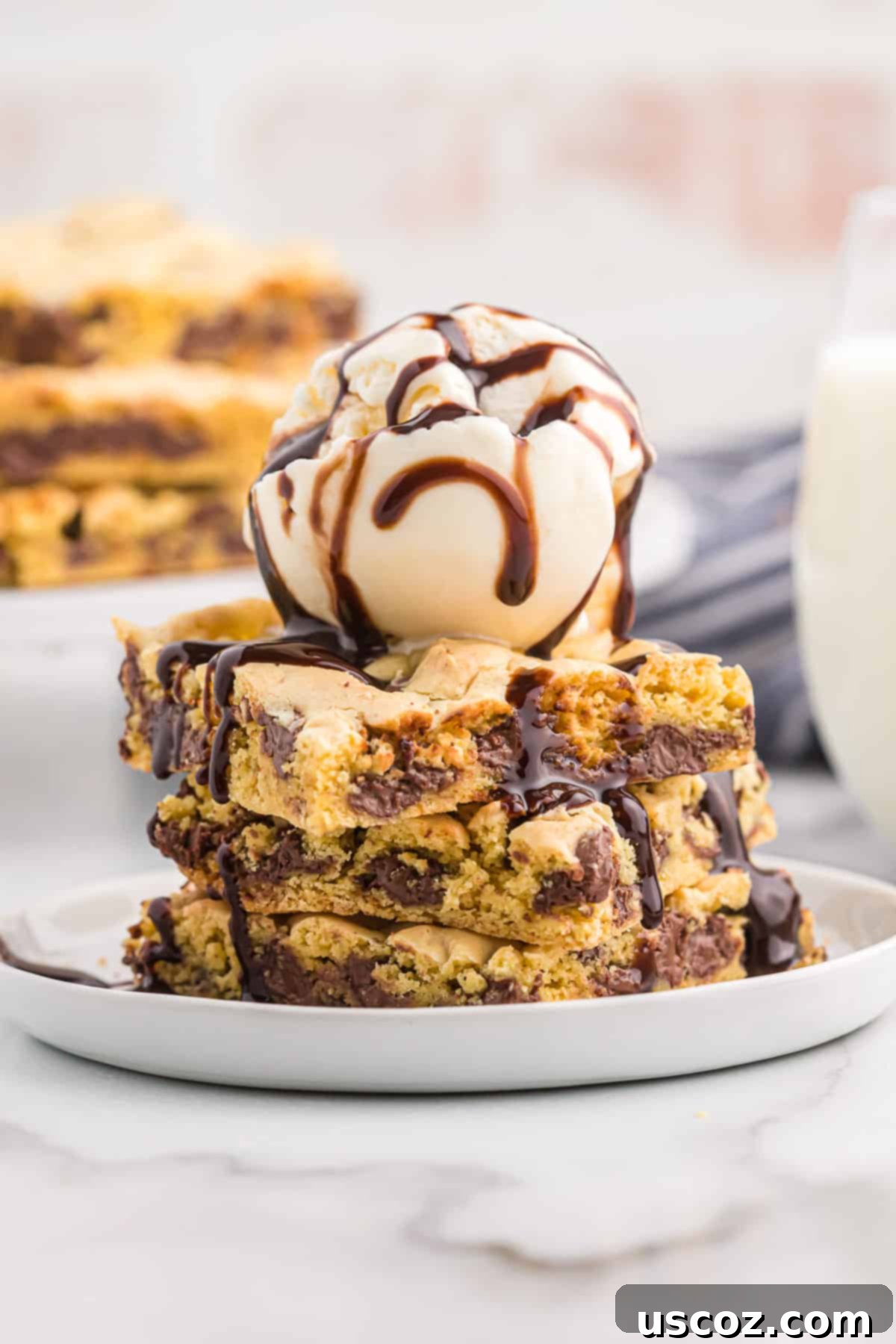 Cake Mix Cookie Squares 12 cake mix cookie bars topped with melting vanilla ice cream