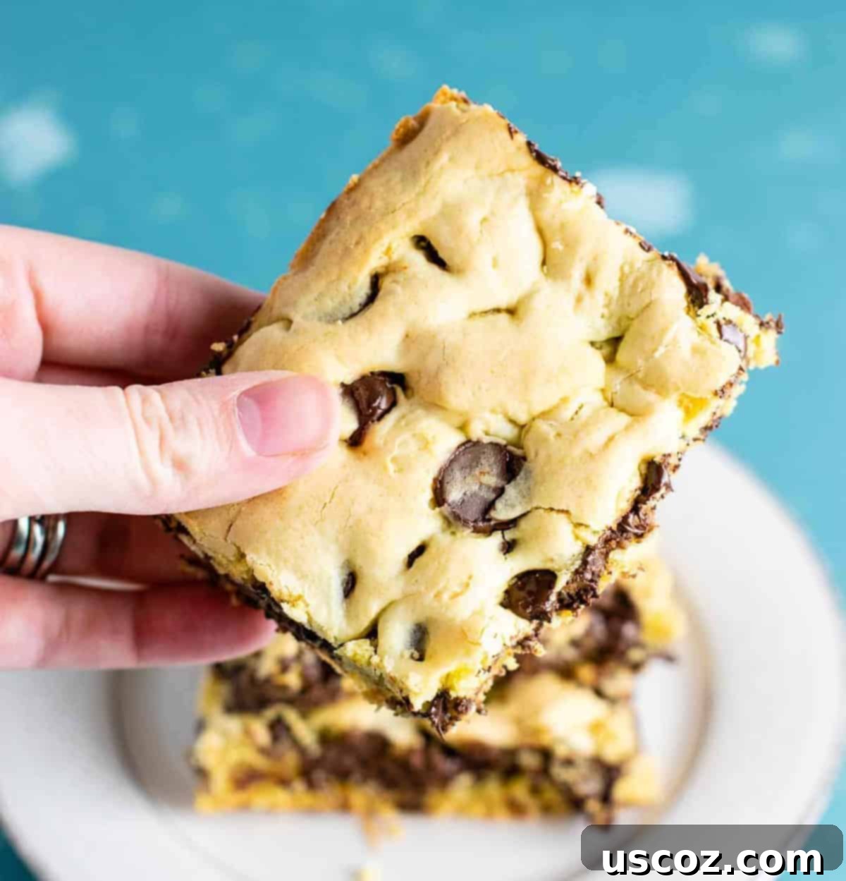 Cake Mix Cookie Squares 16 finished cookie bars made from cake mix, cut into squares and stacked