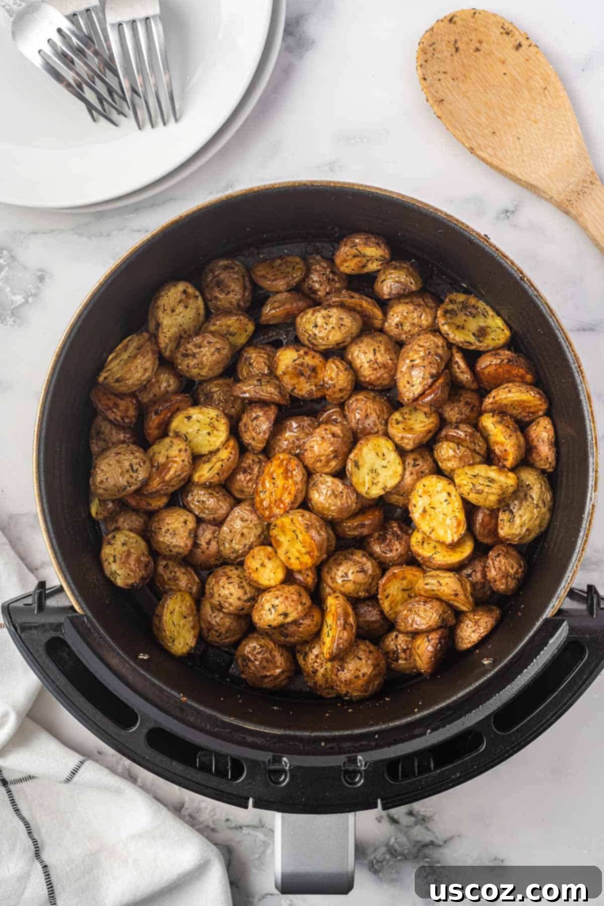 Crispy Golden Air Fryer Baby Potatoes 11 roasted baby potatoes in the air fryer