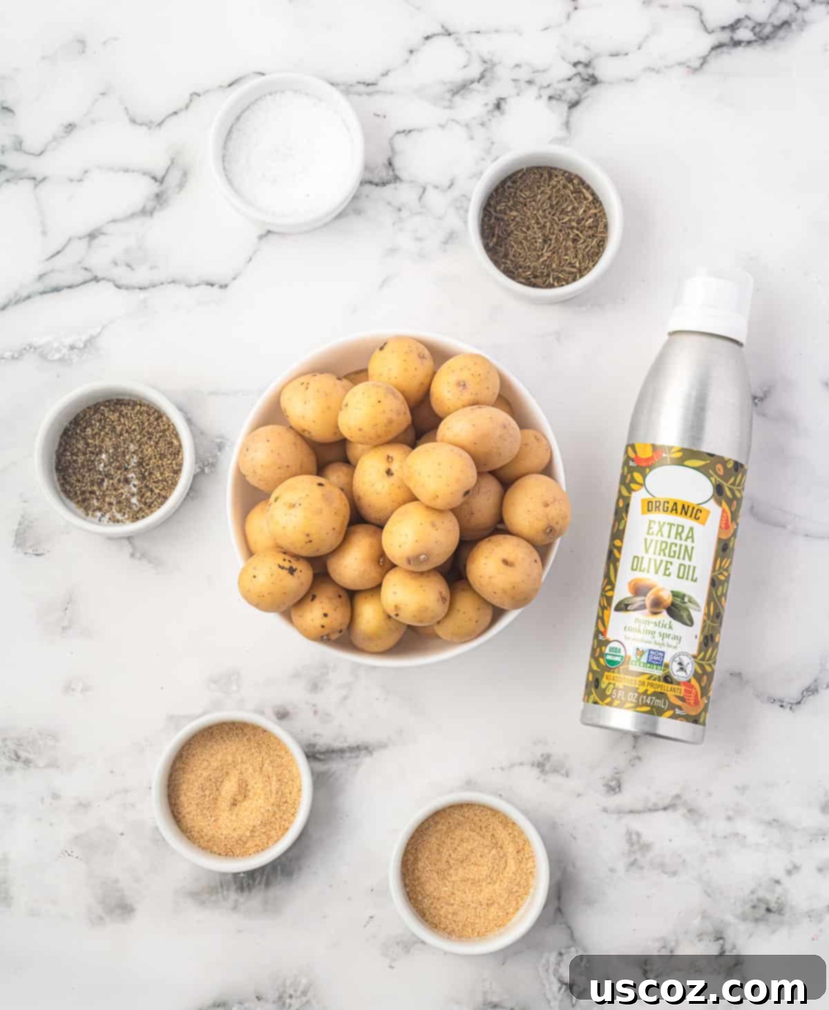 Crispy Golden Air Fryer Baby Potatoes 4 ingredients needed to make air fryer baby potatoes