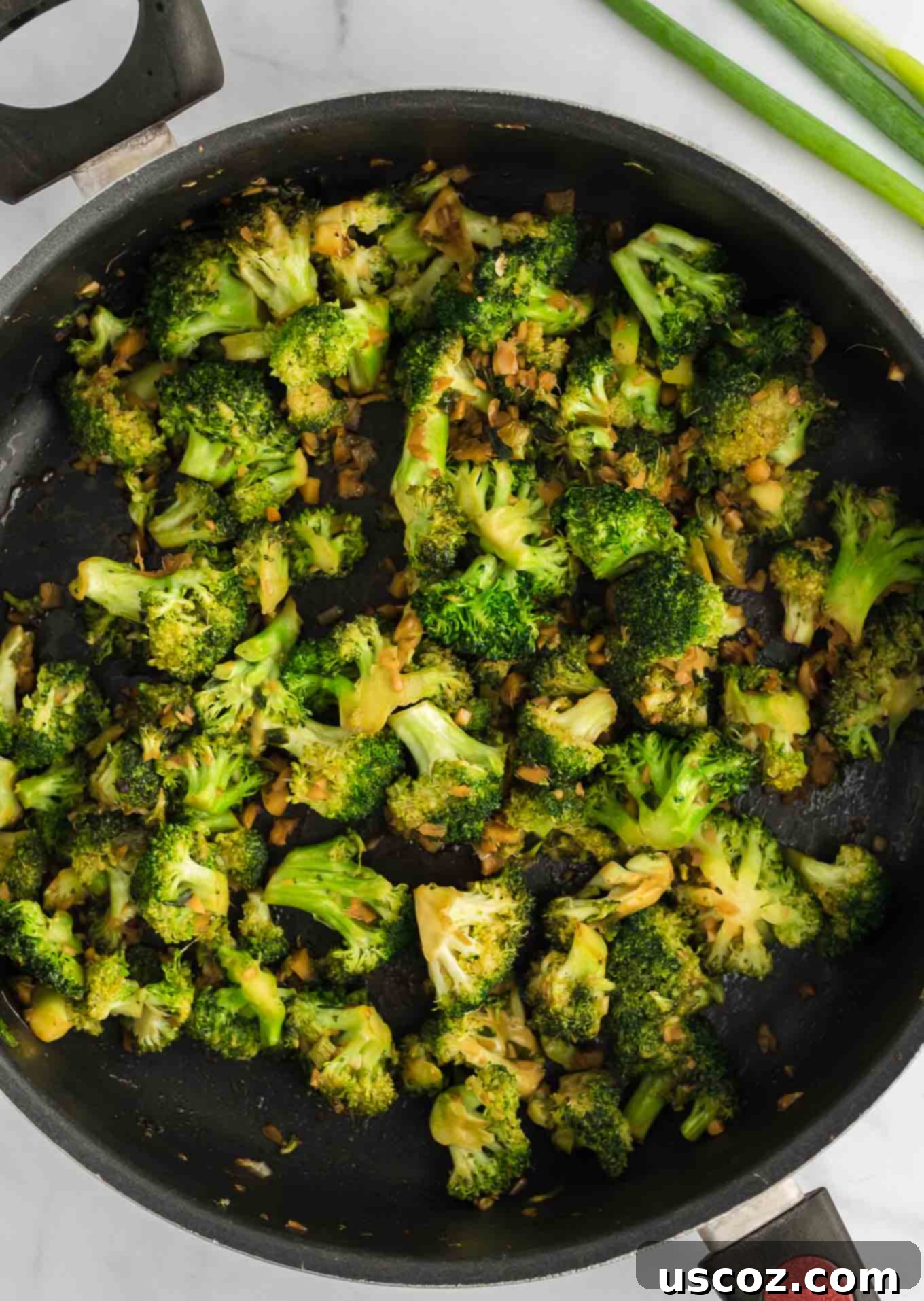 Savory Broccoli Tofu Ramen 6 cooked broccoli in a skillet