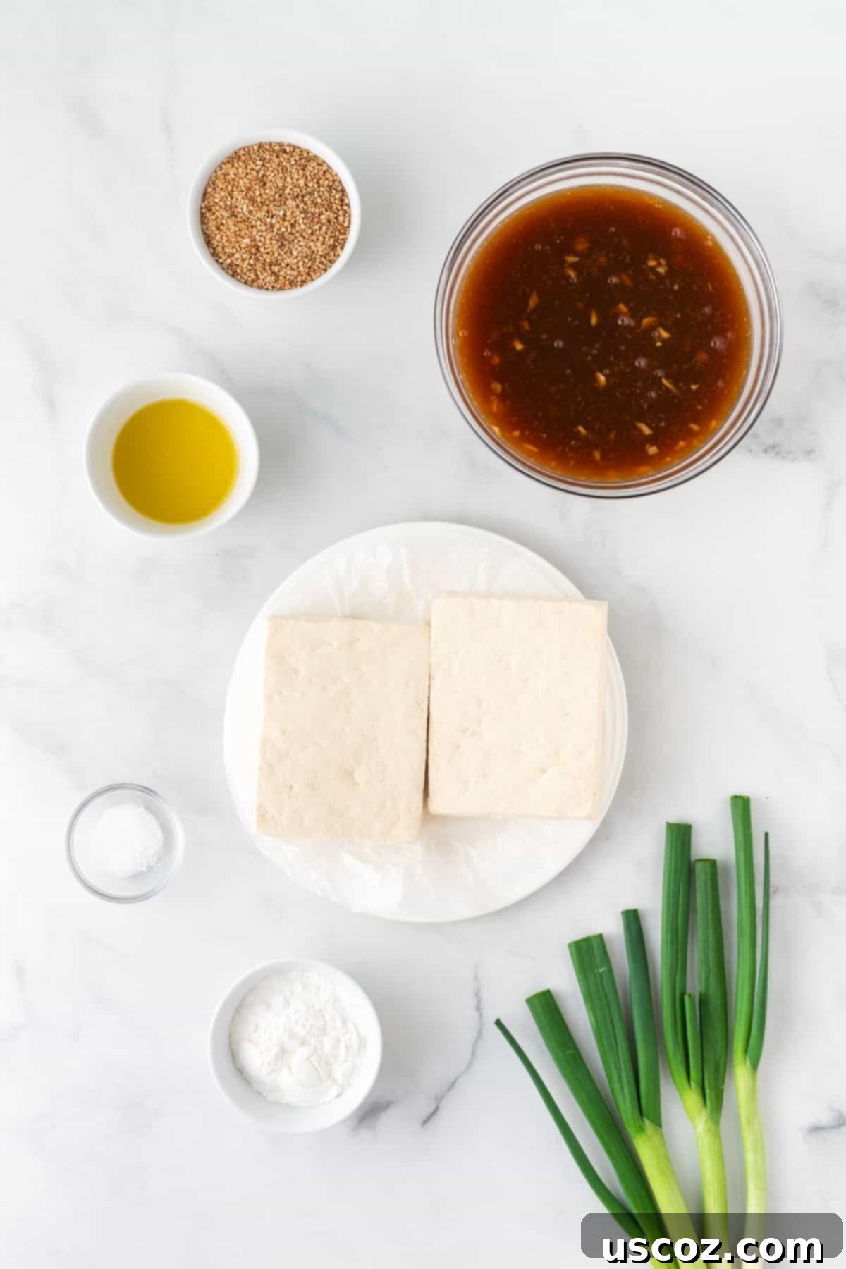 Zesty Orange Tofu 4 ingredients needed to make orange tofu