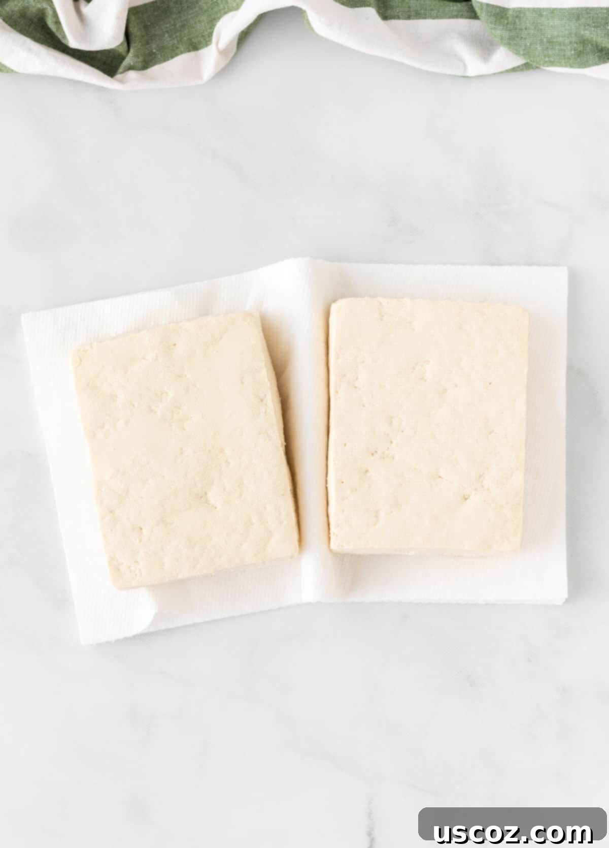 Zesty Orange Tofu 5 tofu on a towel