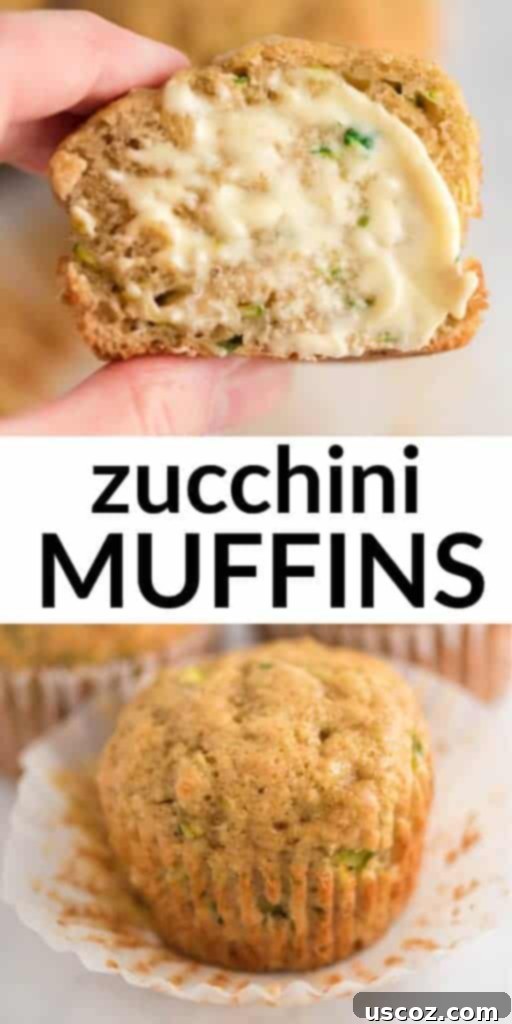 Sweet Zucchini Treats 9 Image with text "Zucchini Muffins" and a beautifully baked muffin.