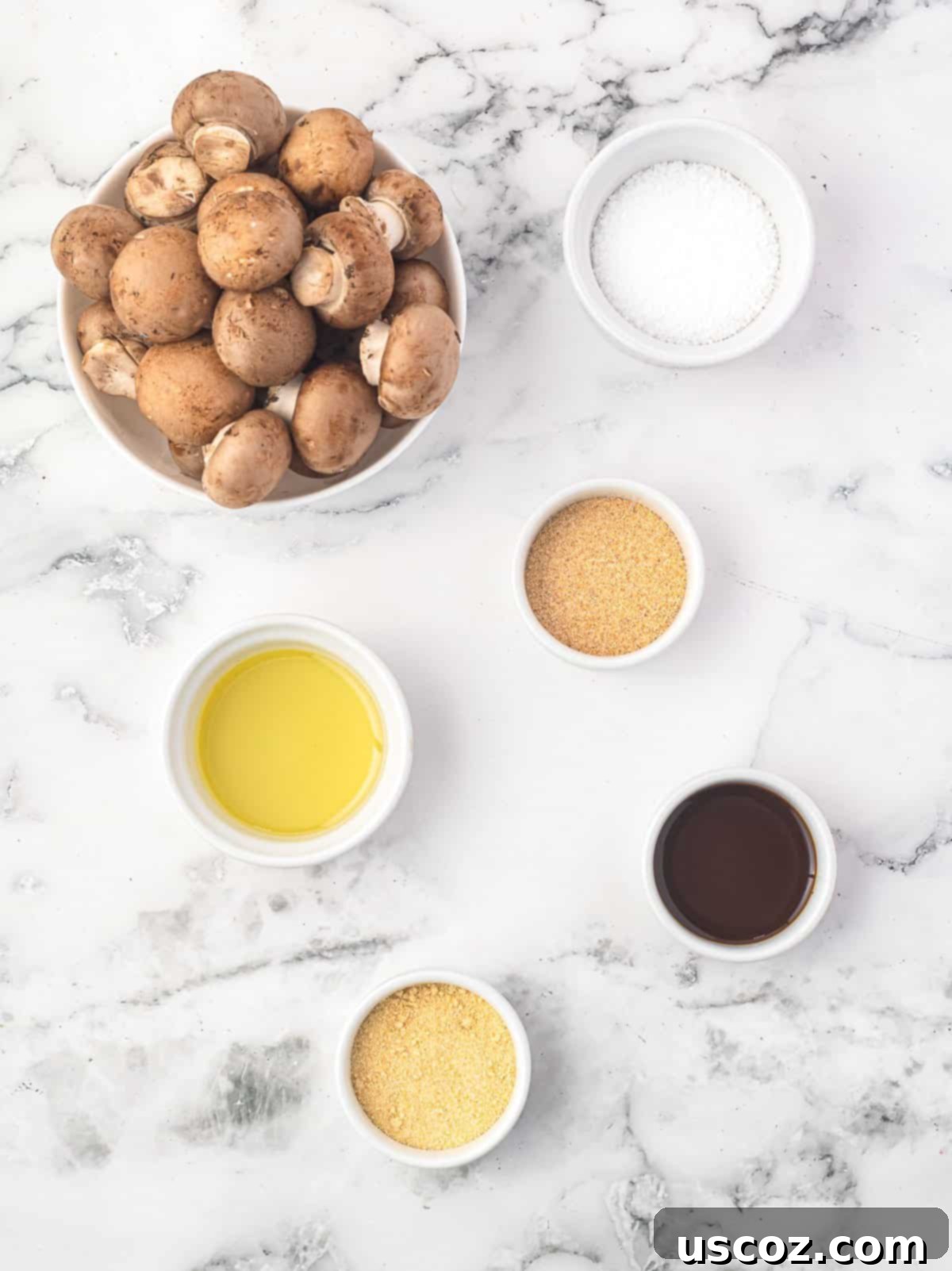 Crispy Air Fryer Mushrooms 4 ingredients needed to make air fryer mushrooms
