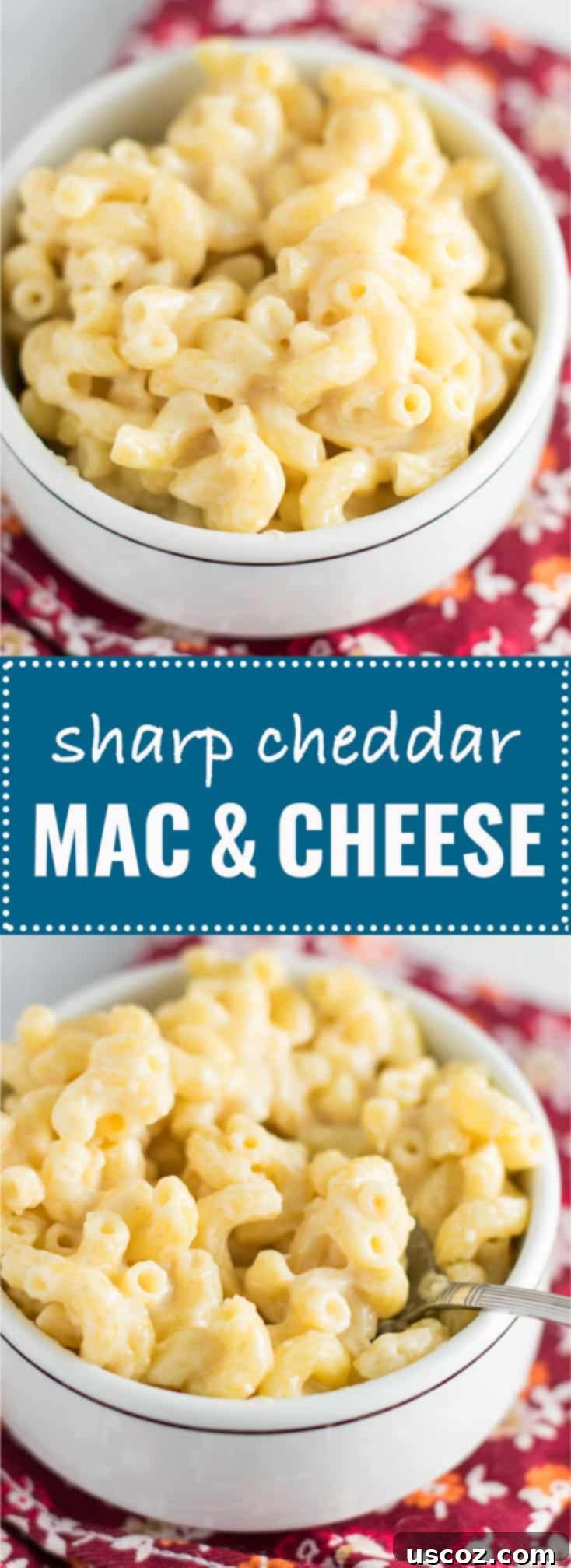 Robust Sharp Cheddar Mac and Cheese 8 sharp cheddar mac and cheese in a bowl with a spoon