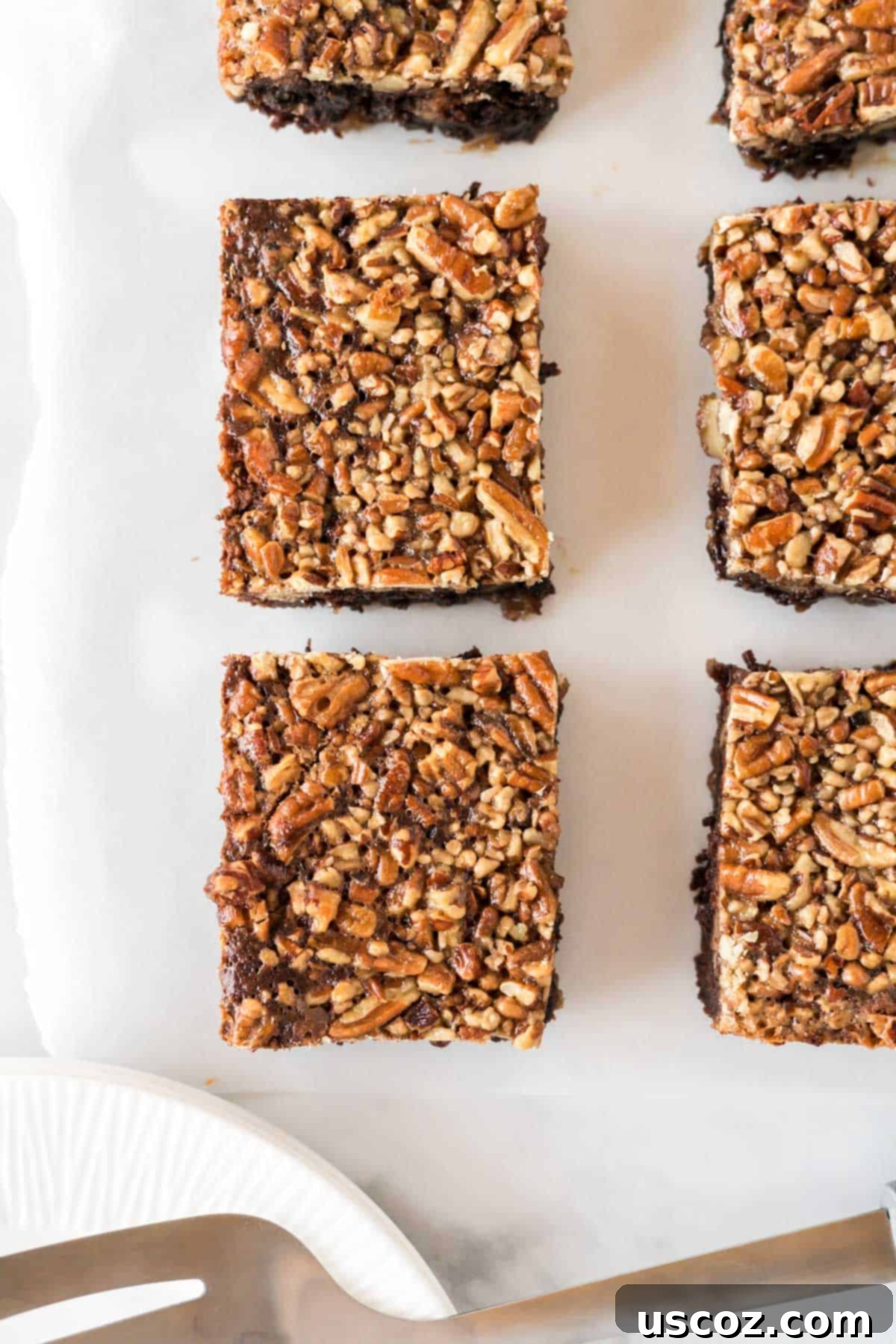 Ultimate Pecan Pie Brownies 12 pecan pie brownies cut into squares