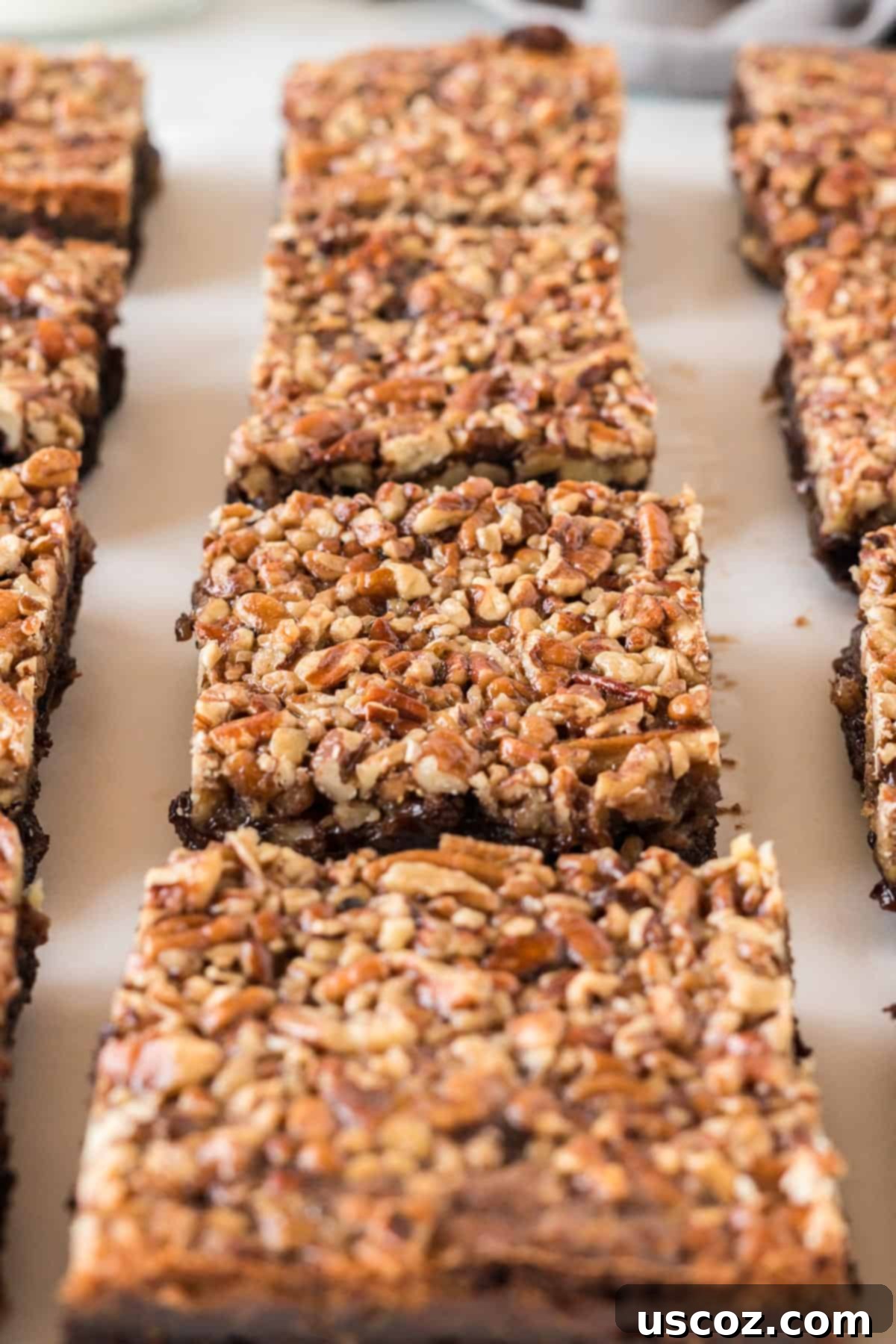 Ultimate Pecan Pie Brownies 13 pecan pie brownies cut into squares