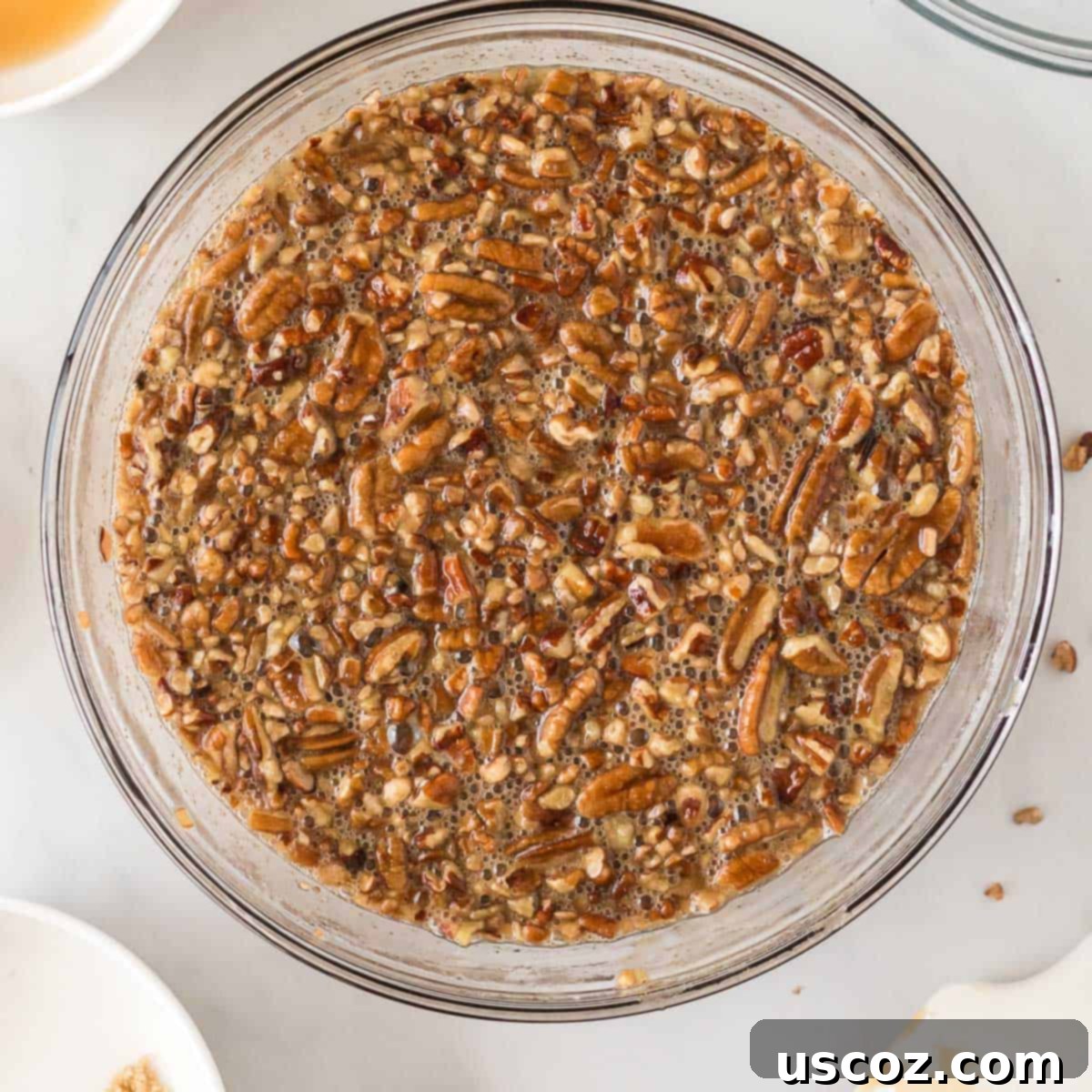 Ultimate Pecan Pie Brownies 9 mixed together pecan pie filling