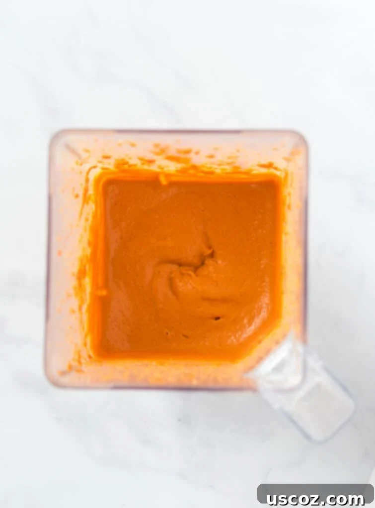 Creamy Plant-Based Queso 5 blended up vegan queso in a blender