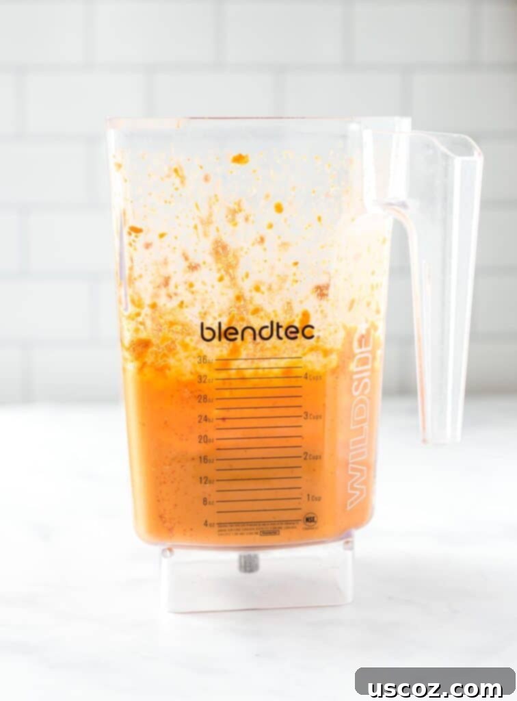 Creamy Plant-Based Queso 6 vegan queso in a blendtec blender