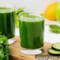Your Daily Green Boost 15 green juice in a glass