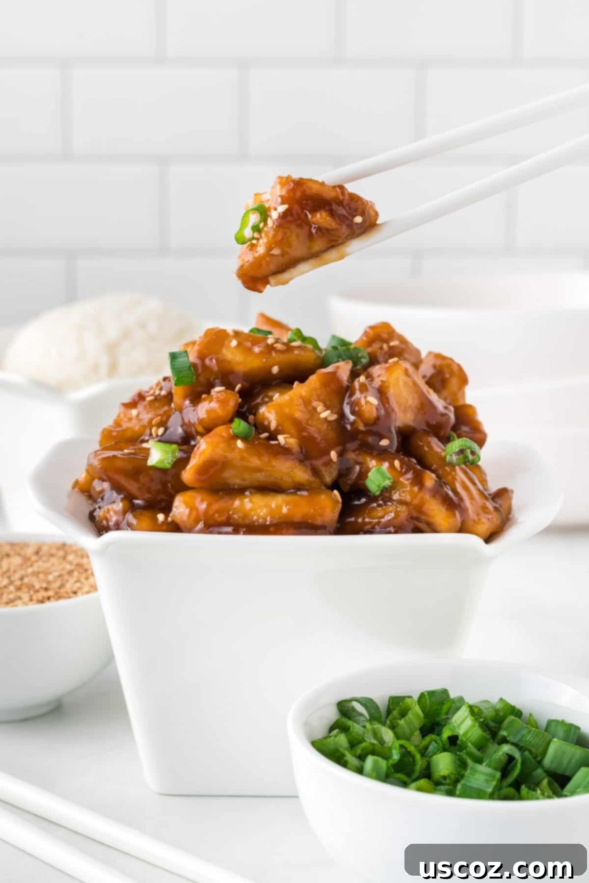Glazed Teriyaki Tofu 16 takeout container filled with teriyaki tofu