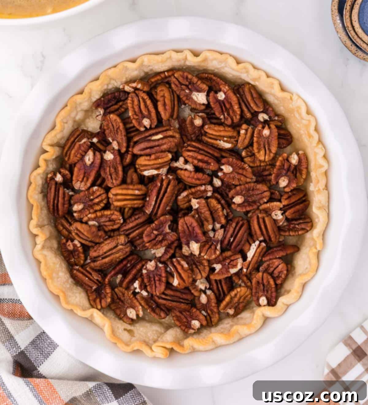 Sweet Maple Pecan Perfection 6 whole pecans inside a pie crust