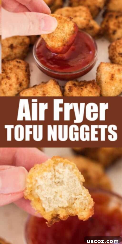Crispy Air Fryer Tofu Nuggets 11 image with text "air fryer tofu nuggets"