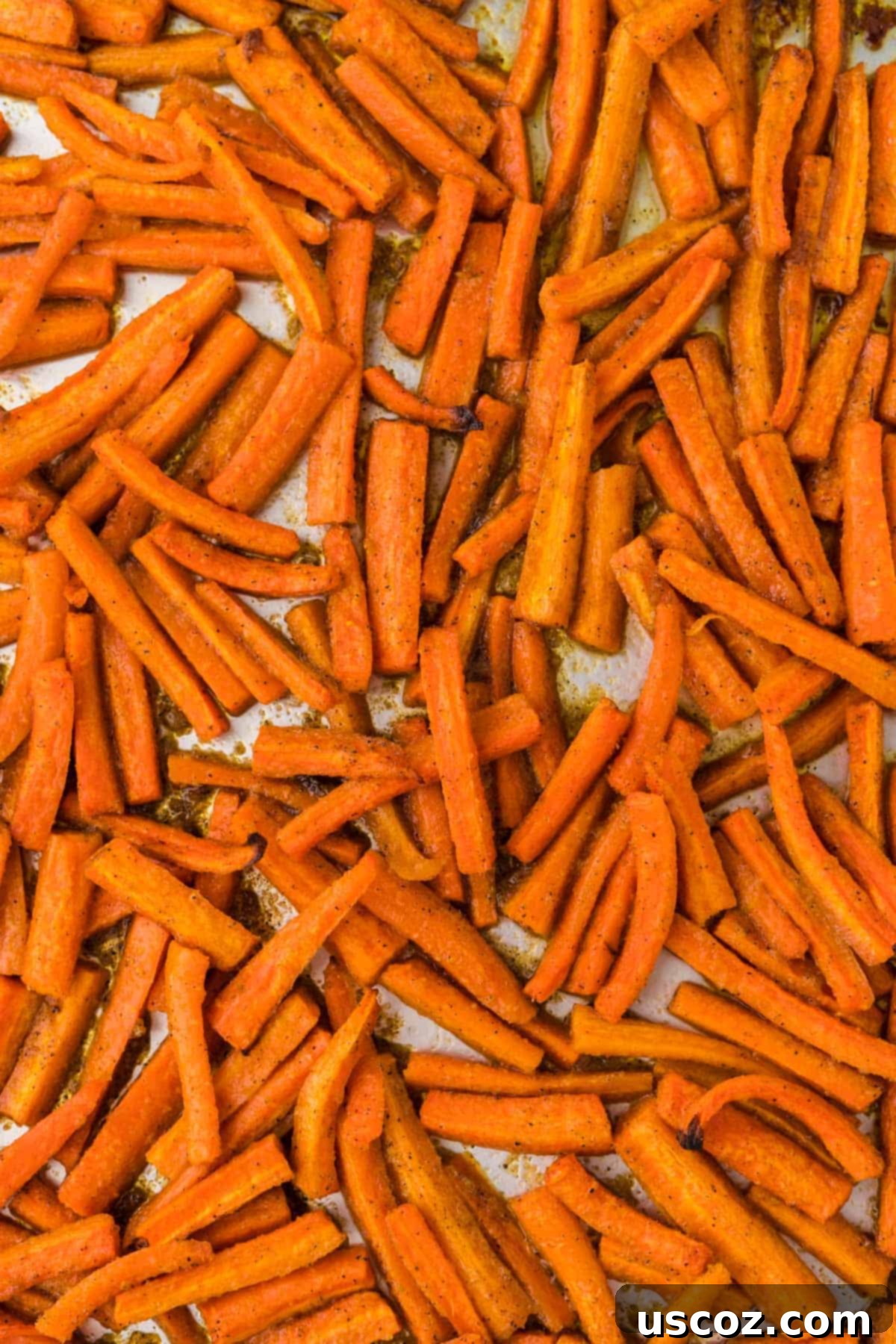 The Ultimate Roasted Carrots 11 carrots on a baking sheet